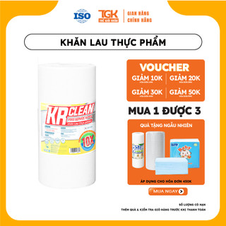 Cuộn khăn giấy thấm thực phẩm KRCLEAN 150 tờ 30x20cm - Khăn thấm khô cá thịt, lau đa năng, thấm hút nước, cực dai