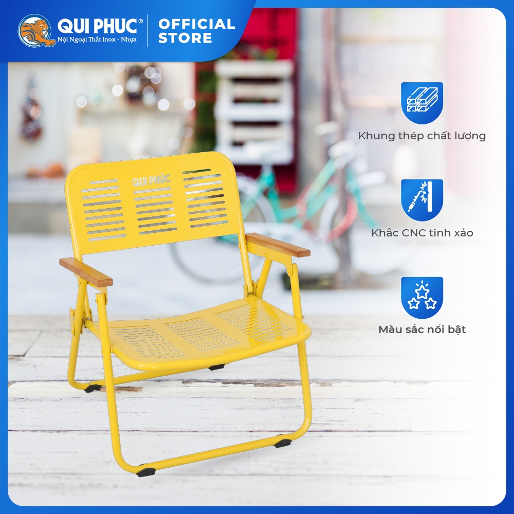 Ghế cà phê Beto CNC Win QUI PHÚC, gấp gọn tiện lợi, dễ dàng di chuyển, khung thép chắc chắn, chịu lực tốt