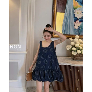 Đầm jeans kitty nơ lưng kim anh bùi