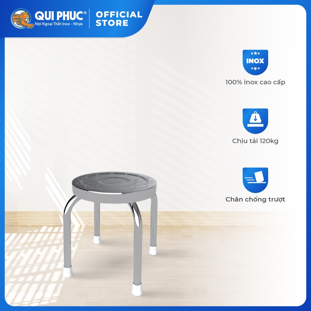 [HỎA TỐC] Ghế đẩu inox Dona S QUI PHÚC, inox sáng bóng, không gỉ, tiện lợi, chắc chắn