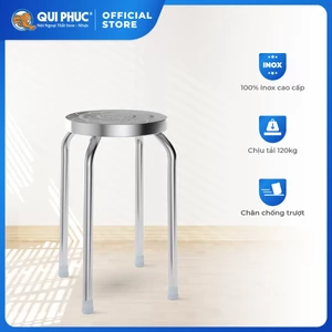 Ghế đẩu inox QUI PHÚC, inox 201/304 cao cấp, sáng bóng, an toàn, chắc chắn, tiện lợi