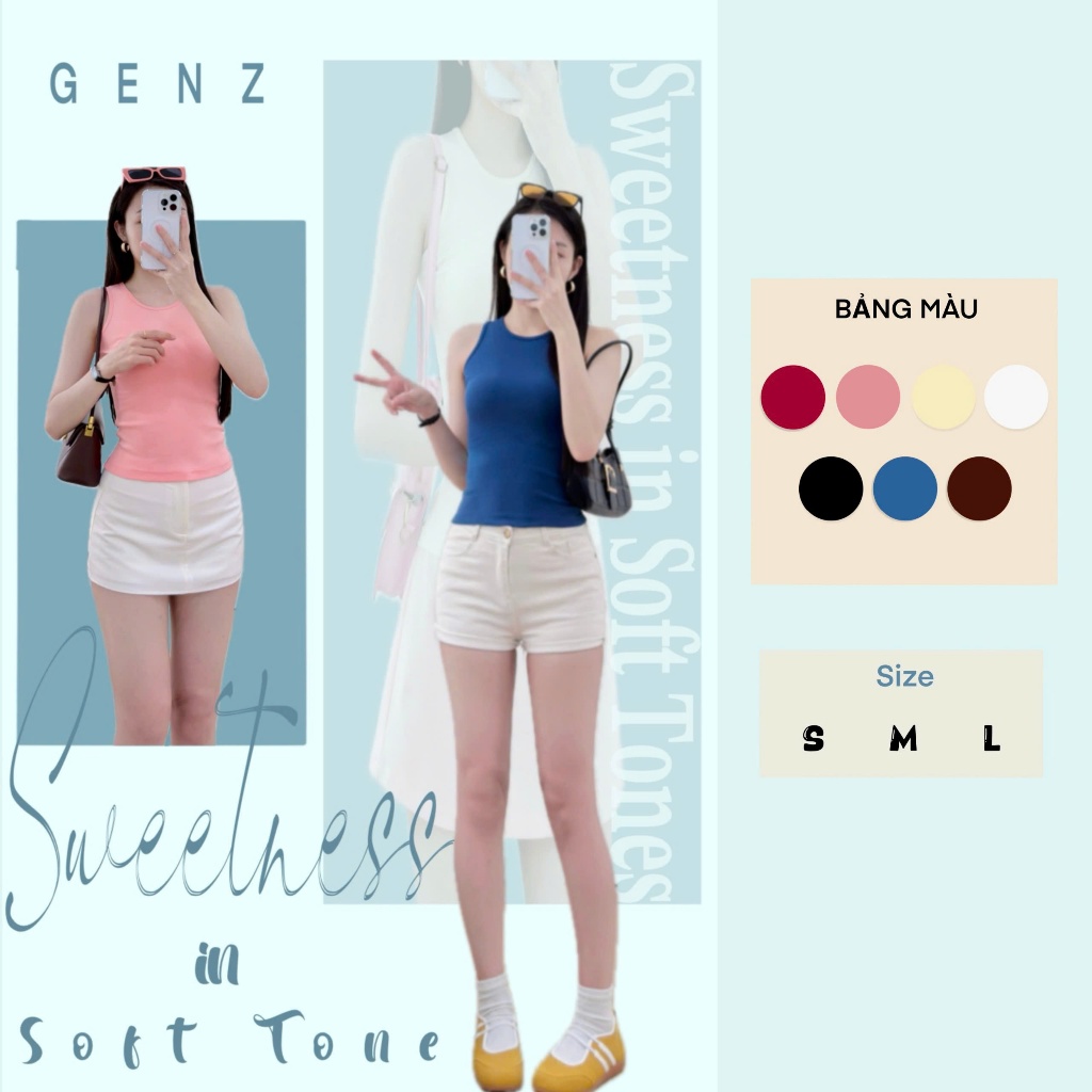 ÁO THUN BA LỖ ÔM TRƠN COTTON GENZ SHOP NHIỀU MÀU 250701