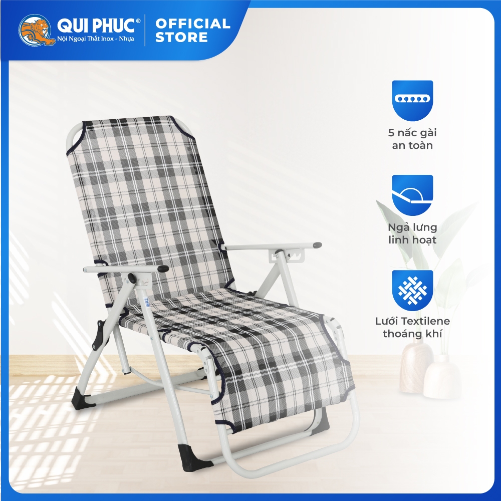 Ghế xếp thư giãn Deli Toto QUI PHÚC, gấp gọn tiện lợi, đa năng, vải lưới cao cấp, thoáng khí
