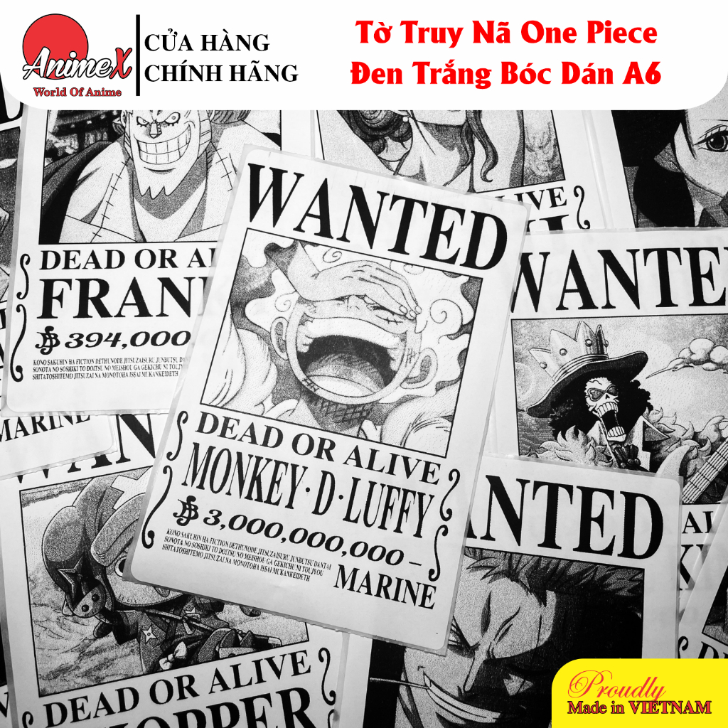Set 50/100 Miếng Hình Truy Nã One Piece Wanted Có Sẵn Keo Anime Onepiece Giấy Ảnh Dán Tường Decor