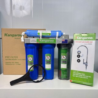 Máy Lọc Nước Không Dùng Điện Không Nước Thải Kangaroo 4 cấp lọc - Loại bỏ Clo, chống tái nhiễm khuẩn