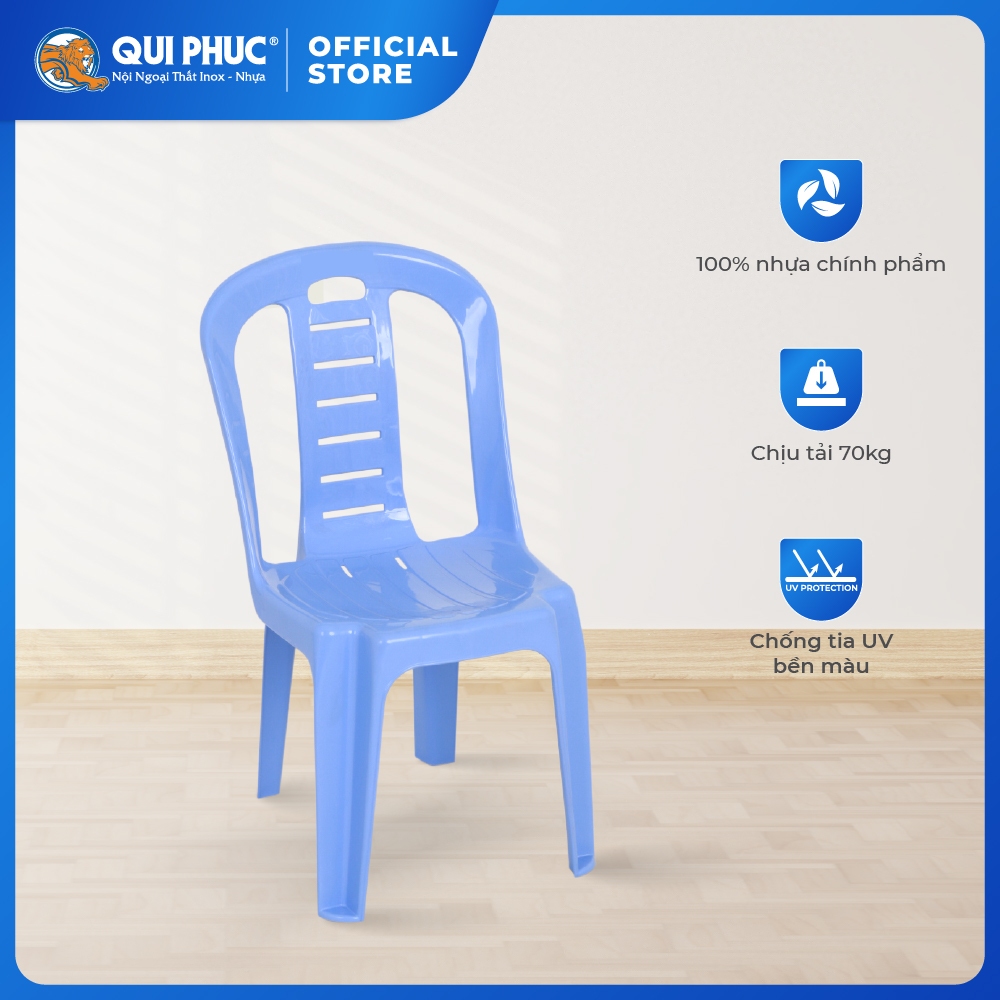 Ghế nhựa tựa lưng QUI PHÚC, size nhỏ, combo 4,6,10 cái, lưng nan, ghế ngồi chắc chắn, phù hợp gia đình, quán ăn
