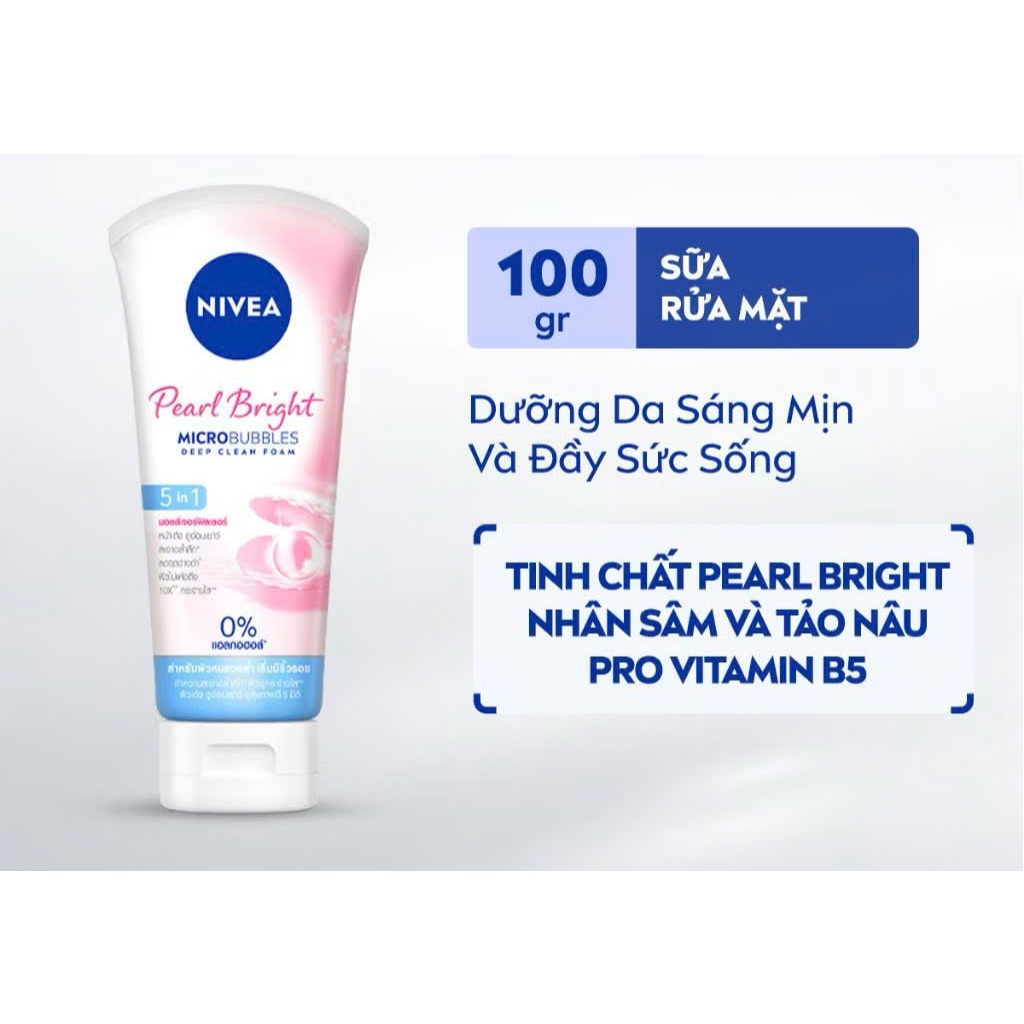 Sữa Rửa Mặt NIVEA Pearl Bright Dưỡng Sáng Da Ngọc Trai 100g