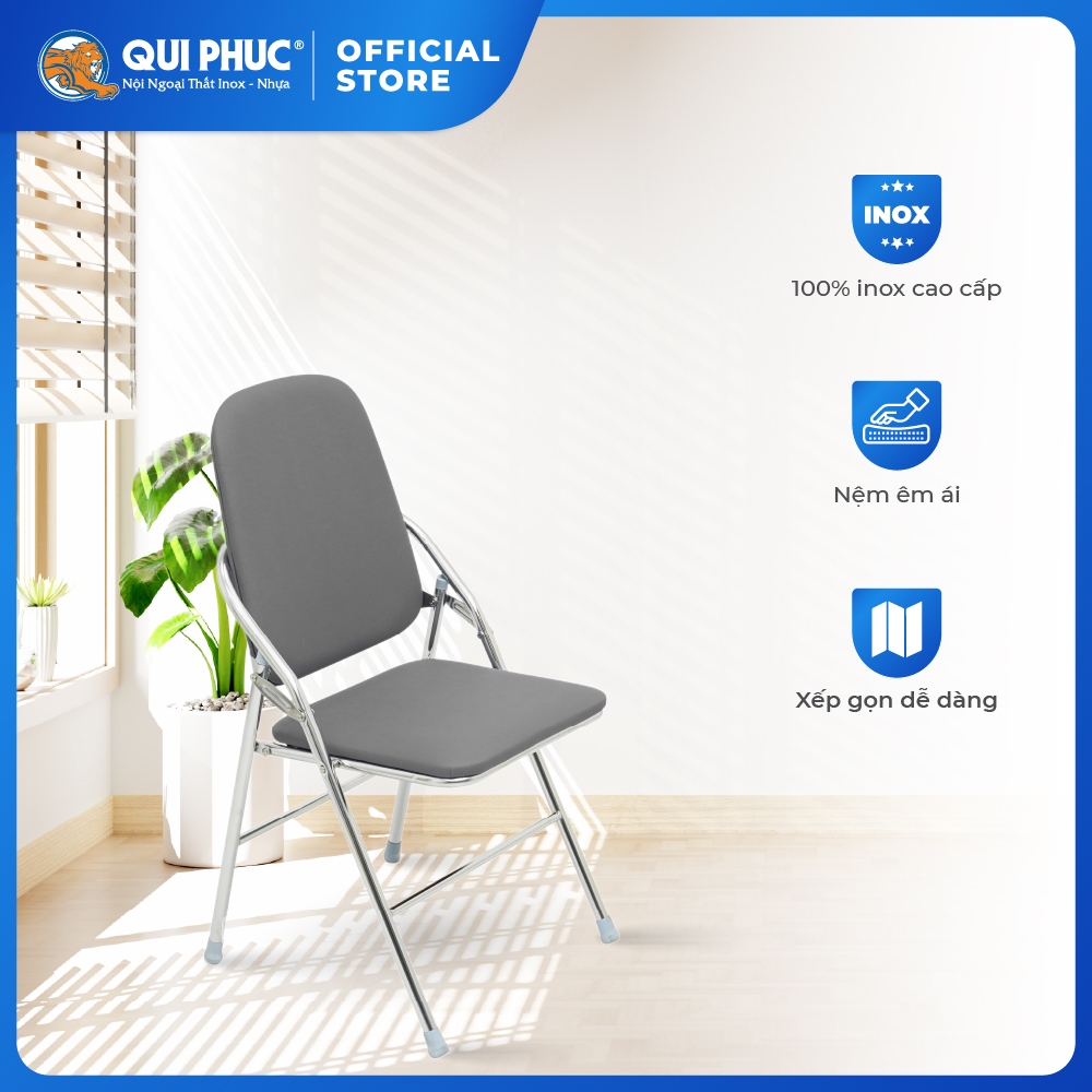 Ghế văn phòng Felix QUI PHÚC, gấp gọn tiện lợi, nệm ngồi tựa lưng thoải mái, khung inox bền chắc