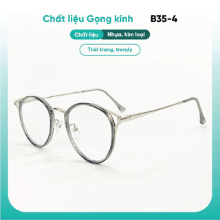 Kính mắt tròn KAO Plus chất liệu kim loại nhựa nữ thời trang cao cấp giả cận C35-4