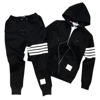 Bộ Nỉ Nam Nữ Chất Nỉ Bông, Dày Dặn, Trẻ Trung Năng Động Unisex Mặc Nhà Đi Chơi Gồm Áo Khóa Kéo Và Quần Jogger C1