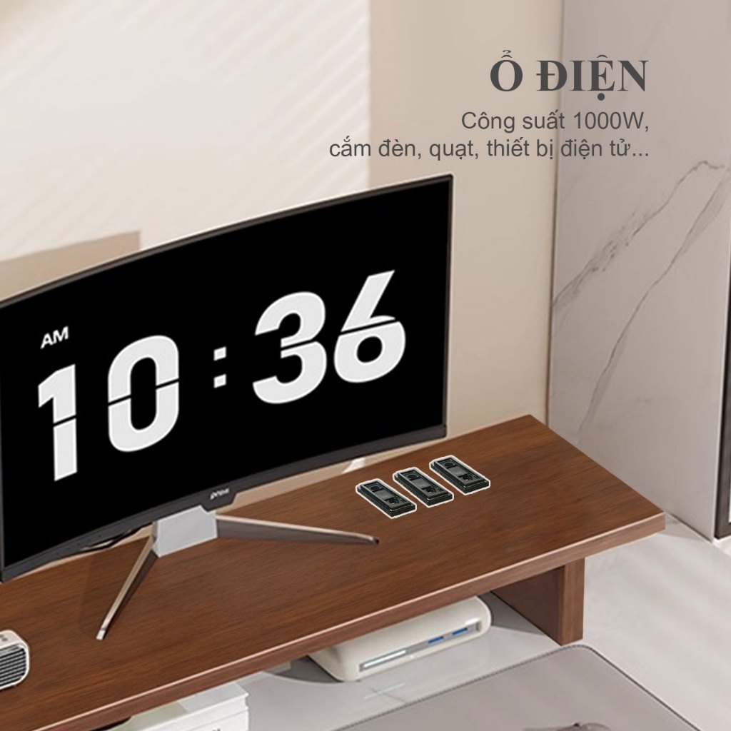 Kệ để PC  kệ màn hình máy tính vân gỗ óc chó để đồ decor đỡ vi tính setup không gian làm việc | BigBuy360 - bigbuy360.vn