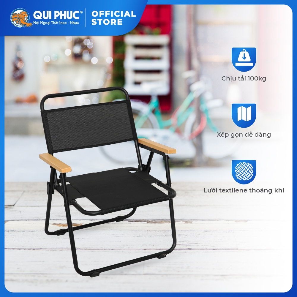 Ghế cà phê QUI PHÚC, thép sơn tĩnh điện, chắc chắn, chịu lực tốt, lưng lưới thoáng khí, thoải mái, gấp gọn linh hoạt