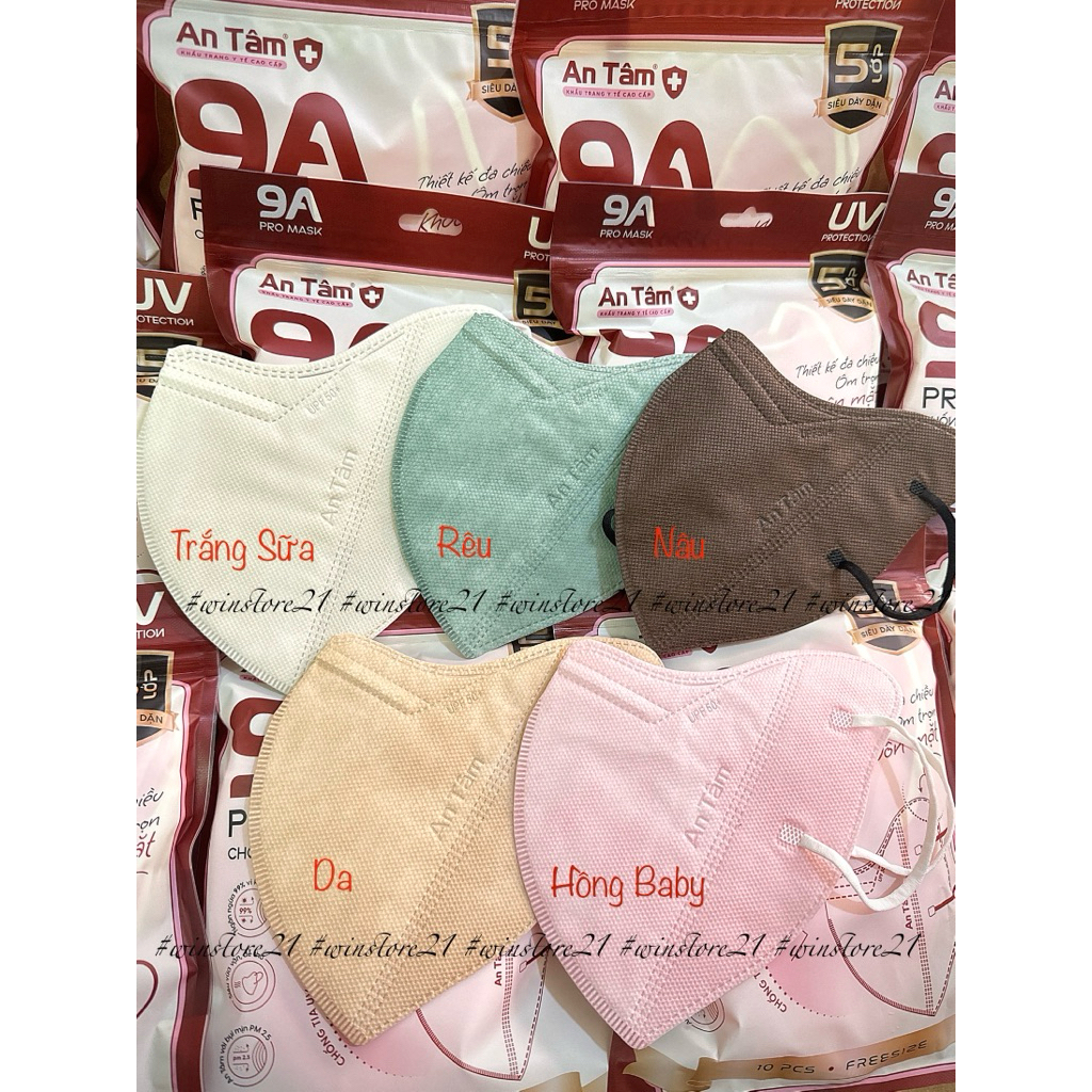 9A MASK - Khẩu Trang  An Tâm chính hãng 5 lớp siêu dày dặn chống nắng toàn diện bao trọn khuôn mặt