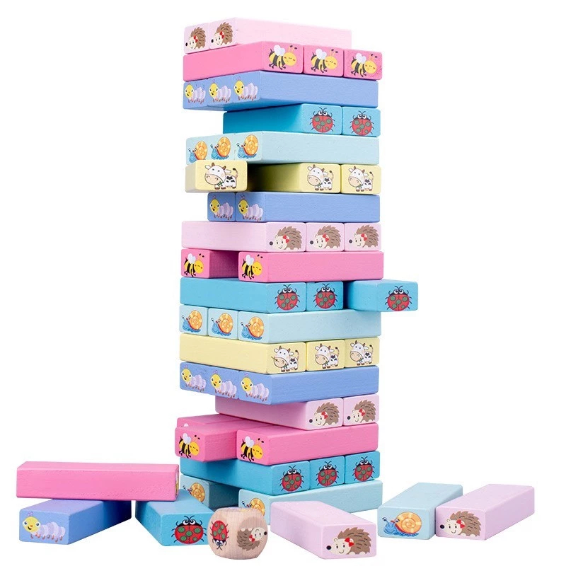 Bộ rút gỗ màu HÌNH ĐỘNG VẬT, trò chơi domino gỗ cho bé