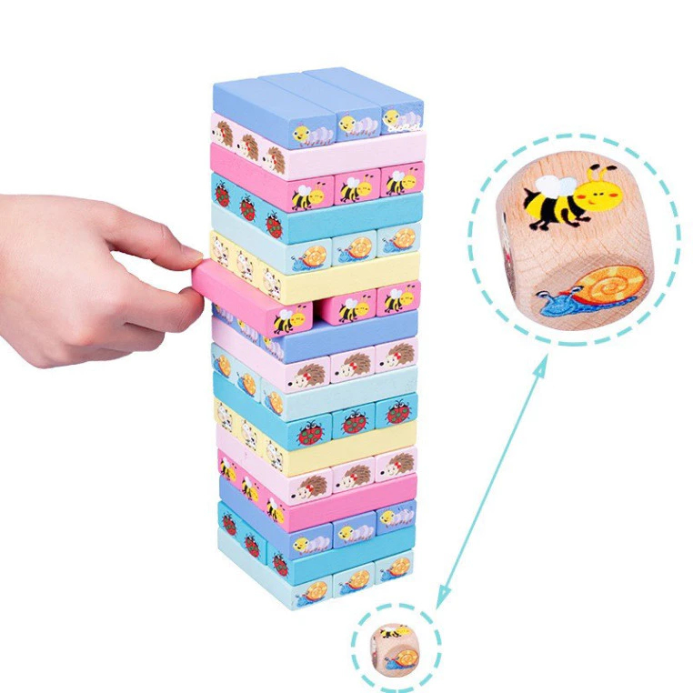Bộ rút gỗ màu HÌNH ĐỘNG VẬT, trò chơi domino gỗ cho bé