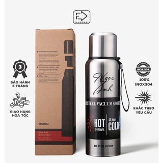 Bình giữ nhiệt cao cấp 24h Fan House bình nước nắp tách thành cốc toàn bộ bằng inox 304 có dây xách