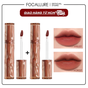 Combo 2 Son Kem Focallure Nhung Lì Mềm Mịn Thoáng Khí Cảm Giác Nhẹ Dưỡng Ẩm Lâu Trôi - 2gx2
