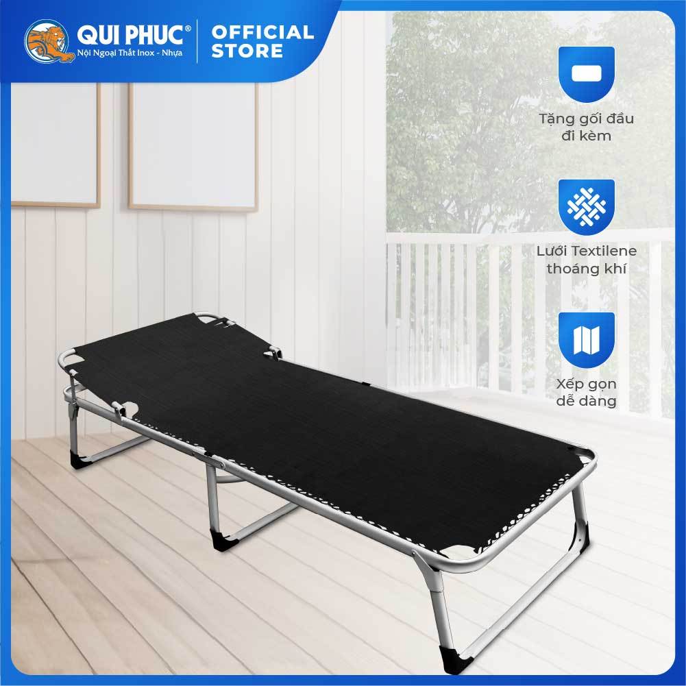 Giường gấp gọn Deli King QUI PHÚC, vải lưới cao cấp, thoáng khí, đàn hồi tốt, khung thép chắc chắn
