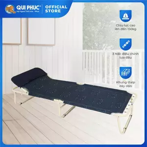 Giường gấp gọn QUI PHÚC, vải bố dày dặn, chắc chắn, bền bỉ, dễ dàng di chuyển, khung thép chắc chắn