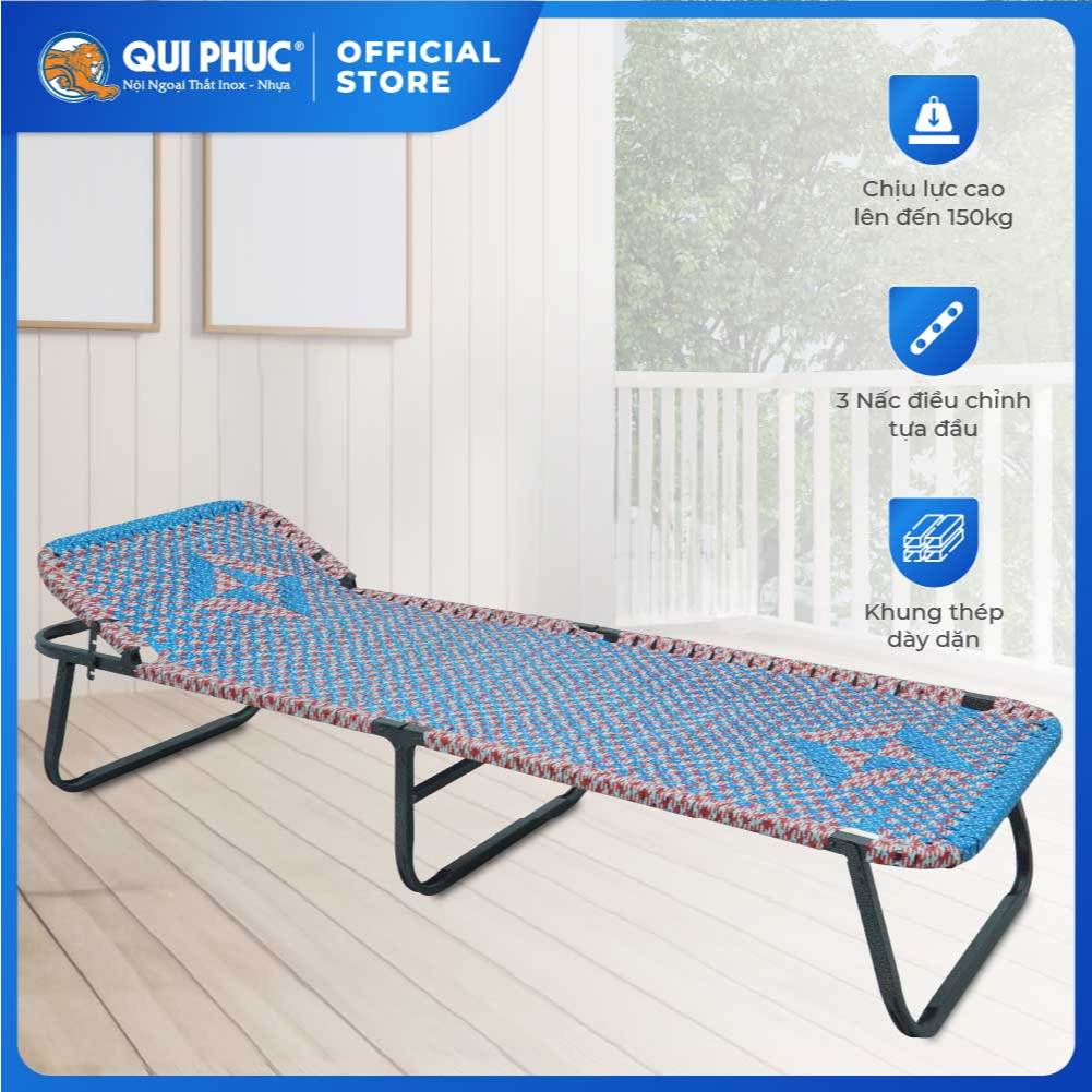 Giường gấp gọn Win QUI PHÚC, mặt giường đan dây nhựa, chắc chắn, thoáng mát, đàn hồi cao, tiện dụng