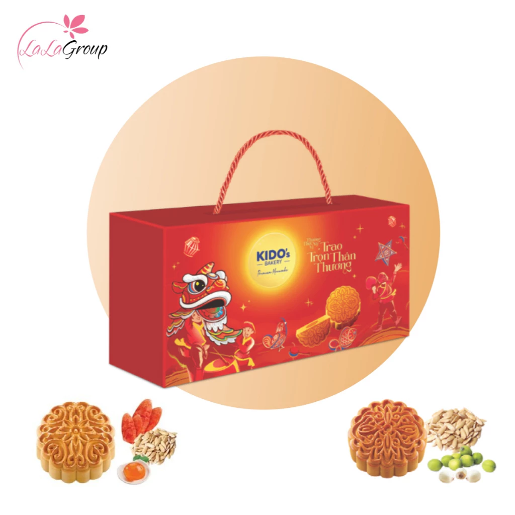 [HỎA TỐC HCM] Hộp 2 bánh trung thu KIDO với vỏ hộp sang trọng thích hợp làm quà biếu tặng người thân