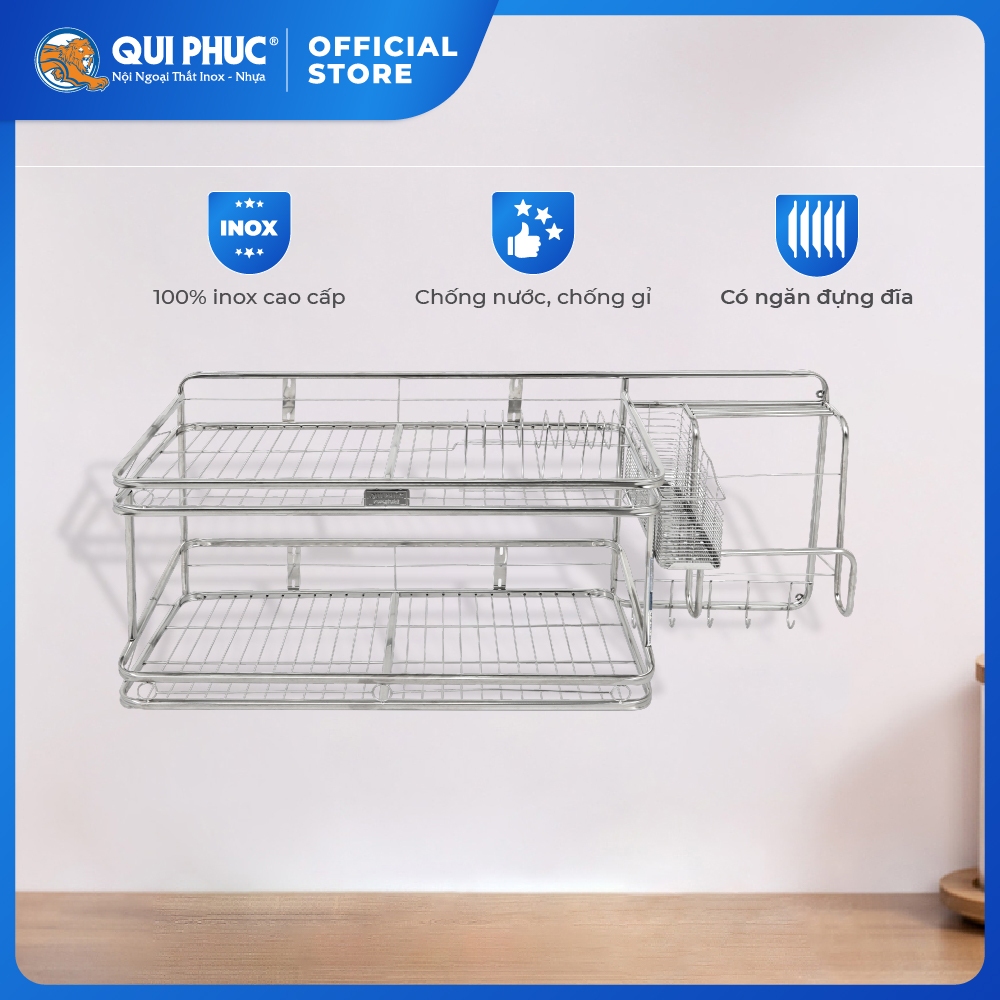Kệ bếp đa năng Win QUI PHÚC, inox 201 cao cấp, thiết kế hiện đại, thông tin, có ngăn đựng đũa, muỗng