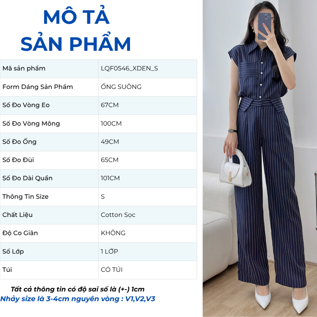 Set Lẻ Áo Sơ Mi Nữ GUMAC Tay Liền Phối Sọc Trẻ Trung LAF0525 - Quần Tây Nữ Suông Lưng Kiểu Thanh Lịch LQF0546