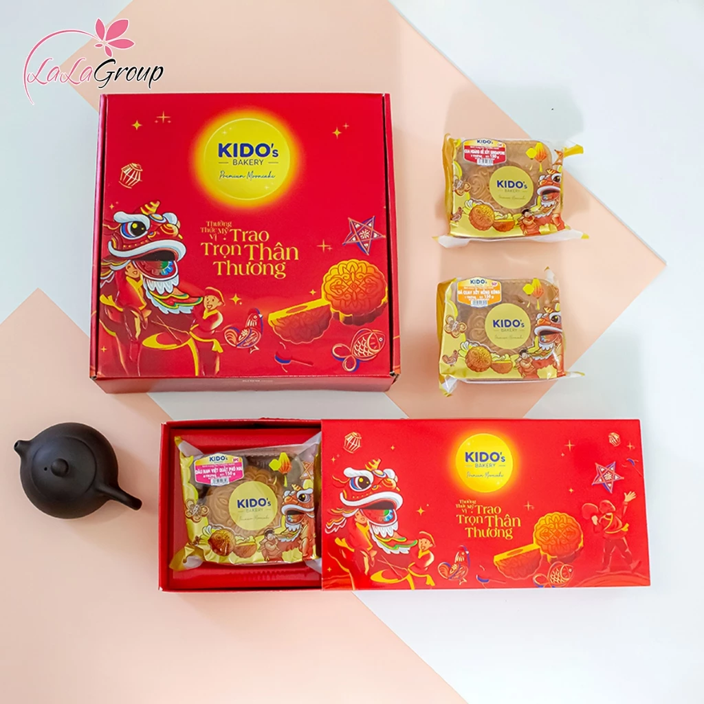 [HỎA TỐC HCM] Hộp 2 bánh trung thu KIDO với vỏ hộp sang trọng thích hợp làm quà biếu tặng người thân