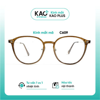 Gọng kính tròn chất liệu nhựa dẻo KAO PLUS C609 thanh mảnh tinh tế nam nữ nhiều màu sắc
