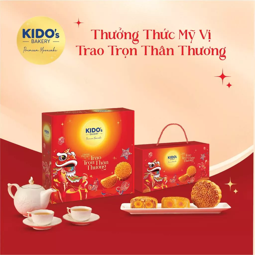 [HỎA TỐC HCM] Hộp 2 bánh trung thu KIDO với vỏ hộp sang trọng thích hợp làm quà biếu tặng người thân