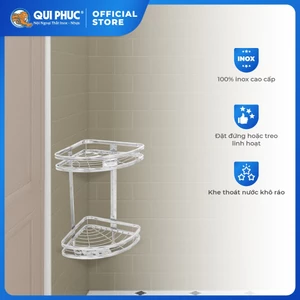 Kệ góc nhà tắm Win QUI PHÚC, inox 201 cao cấp, không gỉ, 2 tầng tiện lợi, tiết kiệm không gian