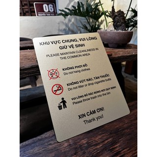 BẢNG VUI LÒNG GIỮ VỆ SINH CHUNG •  IN UV SANG TRỌNG • ĐỘ BỀN CAO