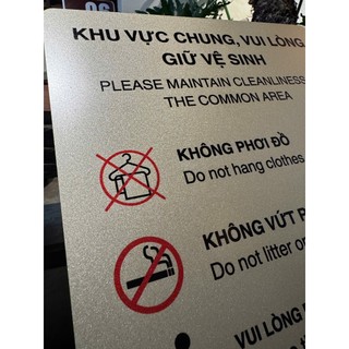 BẢNG VUI LÒNG GIỮ VỆ SINH CHUNG •  IN UV SANG TRỌNG • ĐỘ BỀN CAO