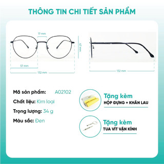 Mắt kính gọng kim loại KAO PLUS thanh mảnh dáng tròn thời trang chất lượng cao 02102