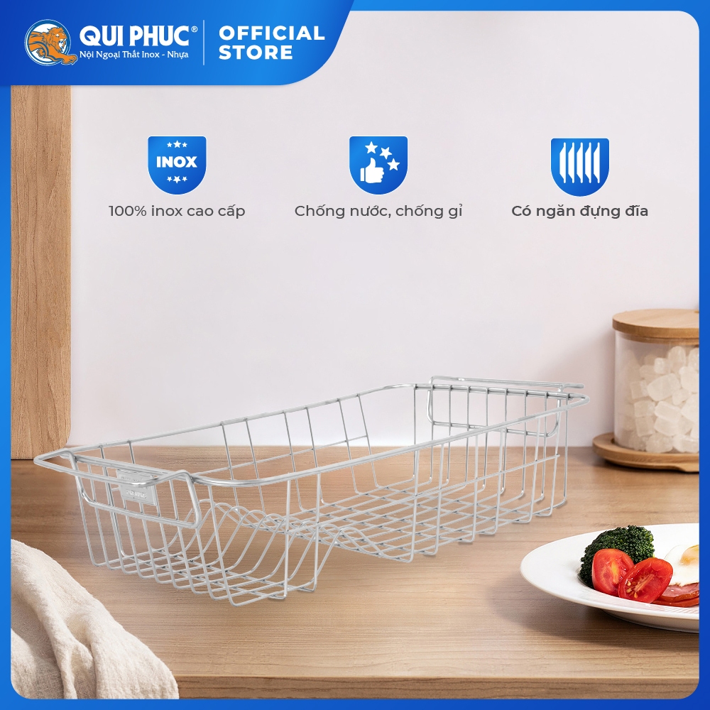 Khay Úp Chén Đĩa Inox WIN - Chính Hãng Qui Phúc - Inox 201 Không Gỉ - Gọn Nhẹ, Tiện Lợi - Kệ Úp Chén Dĩa Nhà Bếp
