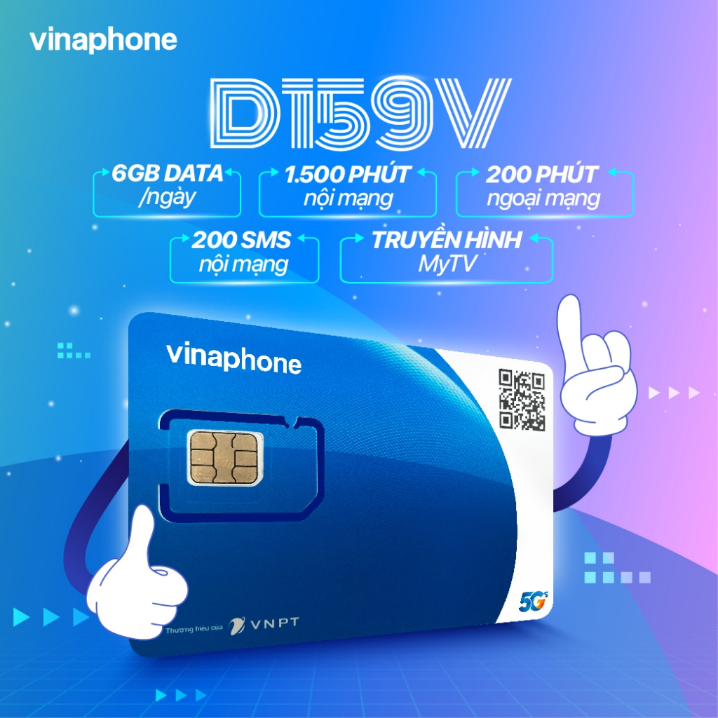 SIM kèm gói cước 4G VinaPhone D159V 6GB/Ngày+1500phút nội mạng+200phút ...