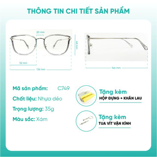 Kính mắt nữ dáng cánh tiên thời trang nhựa cao cấp KAO PLUS phù hợp nhiều khuôn mặt  C749