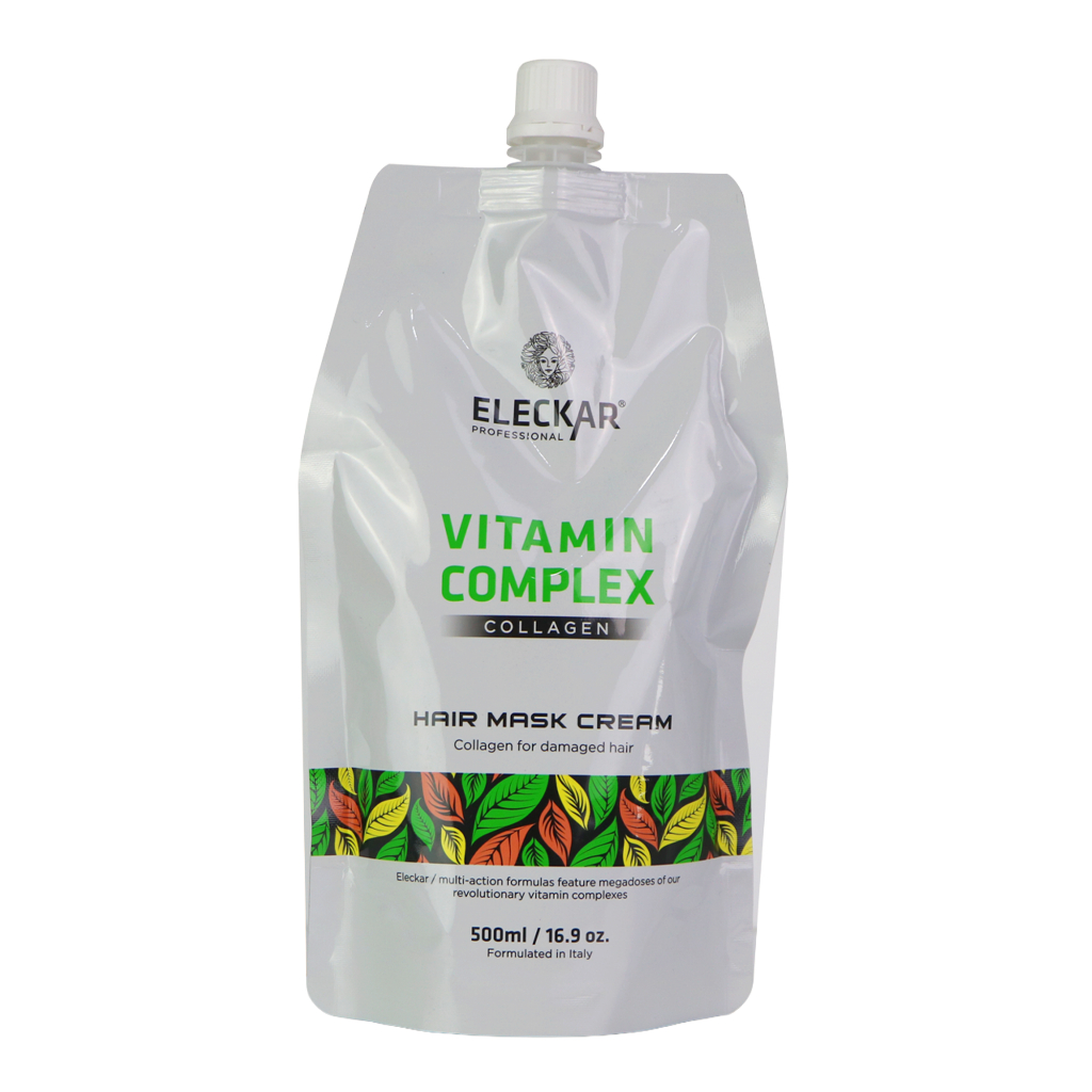 Kem ủ hấp keratin phục hồi tóc Vitamin Complex Eleckar Pro tăng cường độ đàn hồi cho tóc túi 500ml