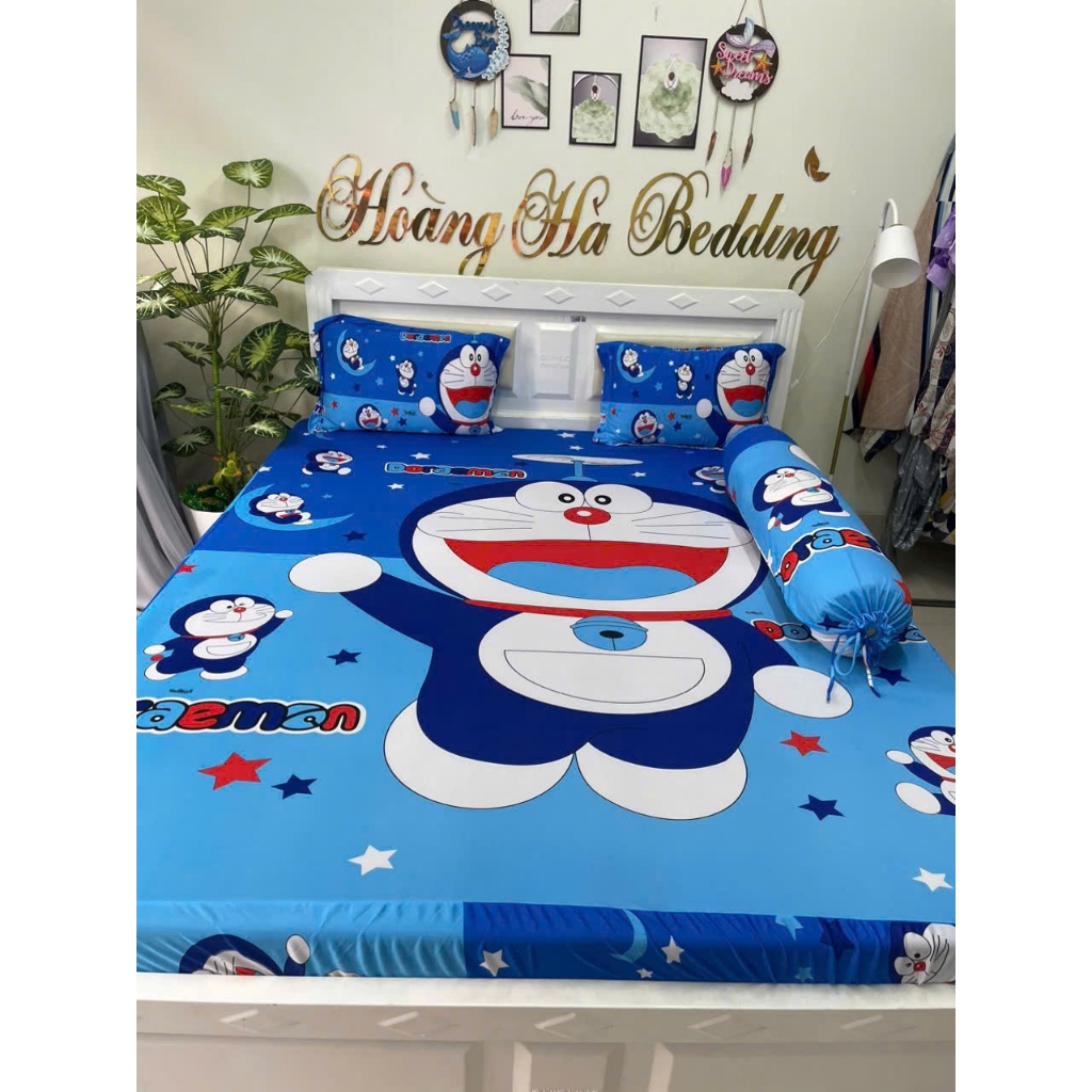 Bộ ga thun hàn quốc 4 món rẻ đẹp gấu+ nhím,thú, hoạt hình HOANGHABEDDING