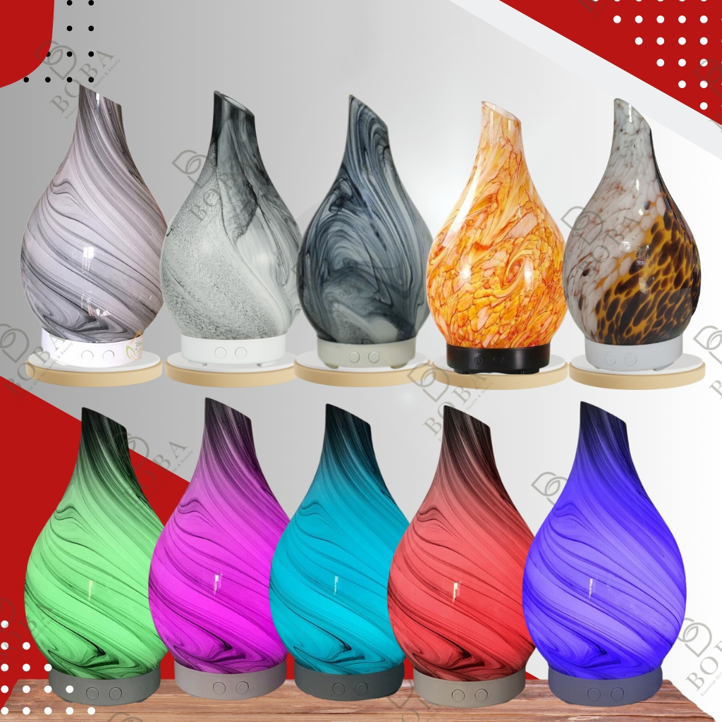 Máy Xông Tinh Dầu Thuỷ Tinh Vân Đá 3D Đẹp Đặc Biệt Sang Trọng