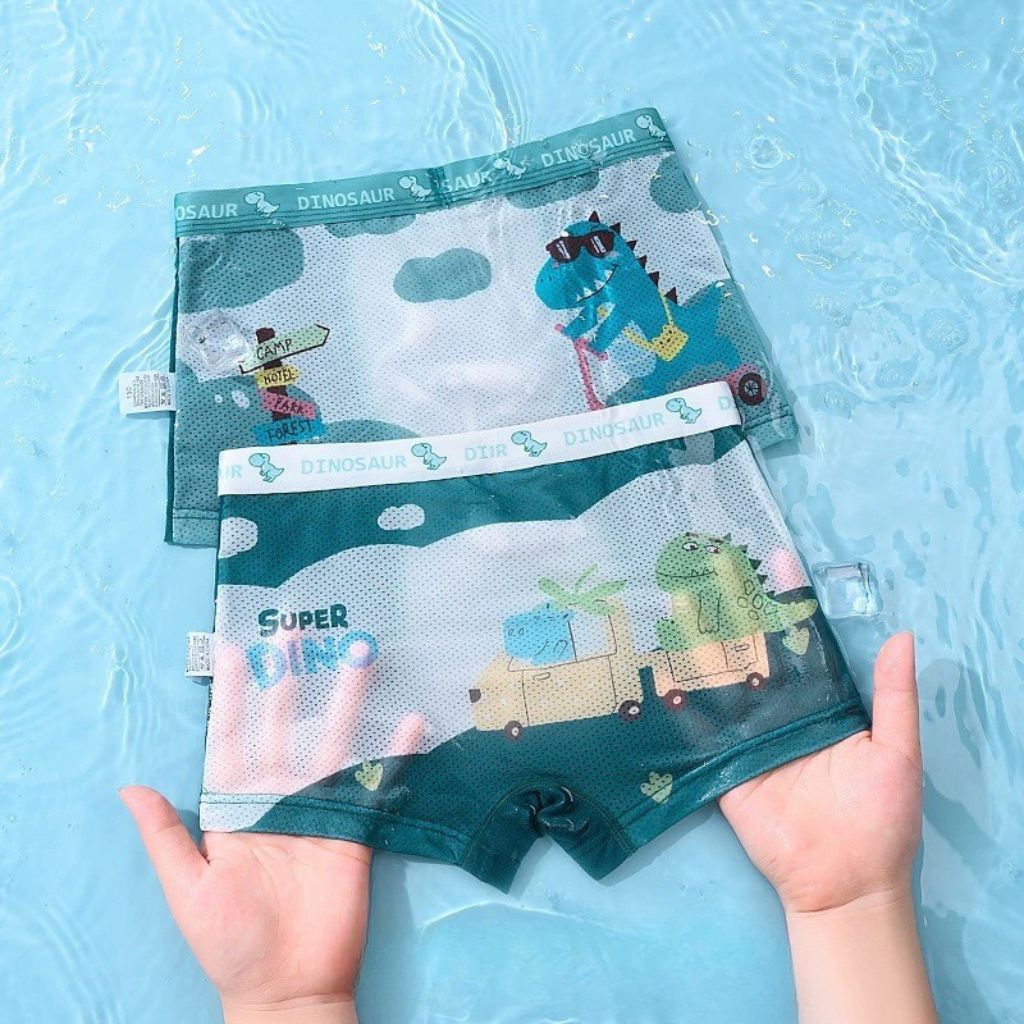 SET 4 Quần sịp đùi bé trai phối lưới thoáng khí mát mẻ co giãn êm ái họa tiết đáng yêu LANIXA L7221