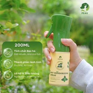 Xịt Khử Mùi Cho Chó Mèo PE4U Khử Mùi Hôi Chó Mèo, Mùi Nước Tiểu, Chậu Cát, Khử Khuẩn 200ml