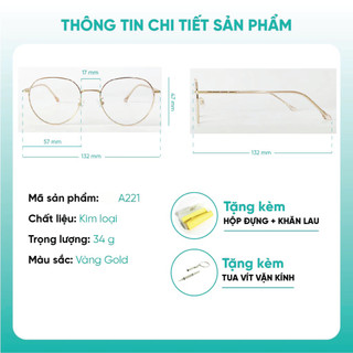 Gọng kính nữ kiểu tròn KAO PLUS chất liệu kim loại thanh mảnh nhiều màu sắc thời trang A221