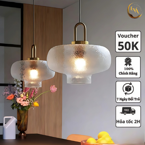Đèn thả thủy tinh EVA AP005 ,thả bàn ăn, phòng khách hiện đại AP005 D260*H150mm bảo hành 12 tháng