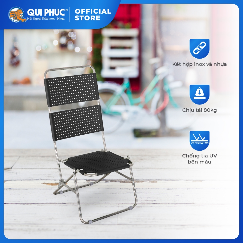 Ghế cà phê Win QUI PHÚC, lưng nhựa cao, thoáng khí, thoải mái, gấp gọn tiện lợi, dễ sử dụng