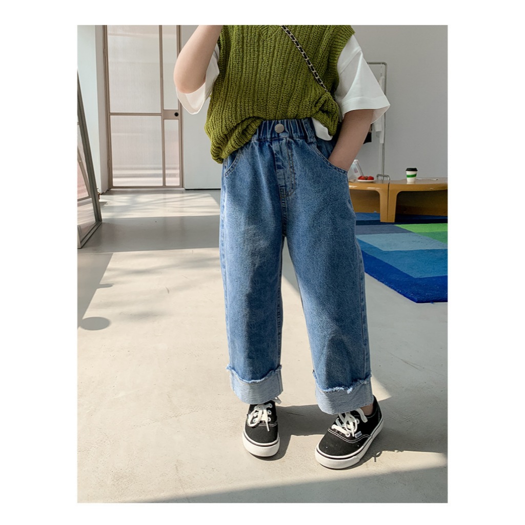 Quần Bò Cho Bé Gái, Quần Suông Ống Rộng Cho Bé Gái HANIA KIDS Quần Jean Đi Học Đi Chơi Chất Mềm Mịn