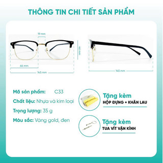 Gọng kính cận thời trang unisex KAO PLUS chất liệu nhựa phụ kiện thời trang C33