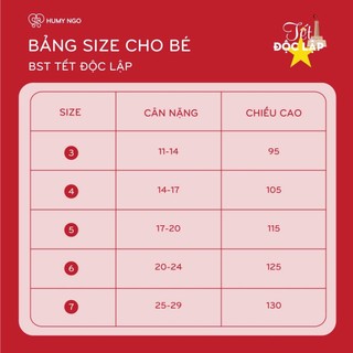 [HUMYNGO] - Váy 2/9 cho bé gái 12-28kg, Váy Quốc Khánh - Tặng kèm cà vạt cờ đỏ sao vàng [v159]