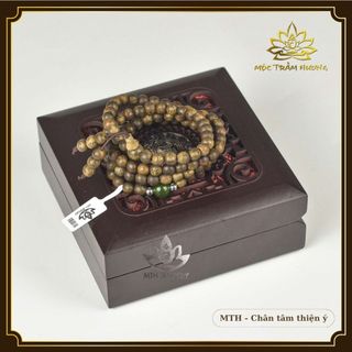 Vòng Tay Trầm Hương Chuỗi Tràng 108 Hạt Trầm Tốc Việt Mix Kim Ngọc Trợ Mệnh - Mộc Trầm Hương MTH