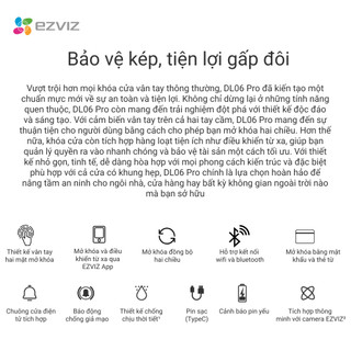 Khóa Cửa EZVIZ DL06 EZVIZ Mở Khóa Vân Tay, Phù Hợp Lắp Cửa Nhôm - Miễn phí lắp đặt HCM & HN